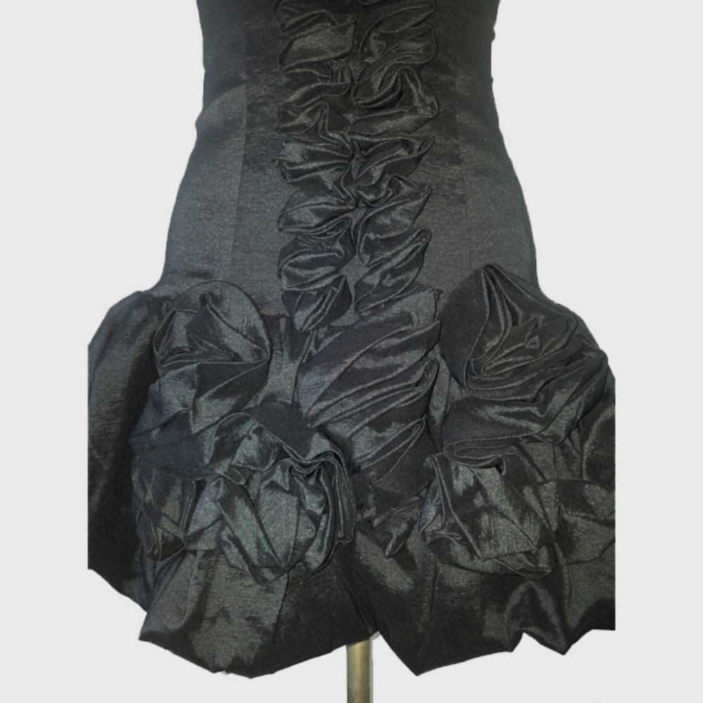 Vtg 80s Black Strapless Cocktail Party Dress 6 - Picture 4 of 9